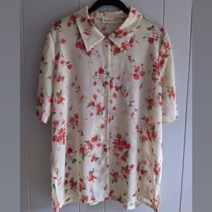 Vintage Floral Button Up Blouse